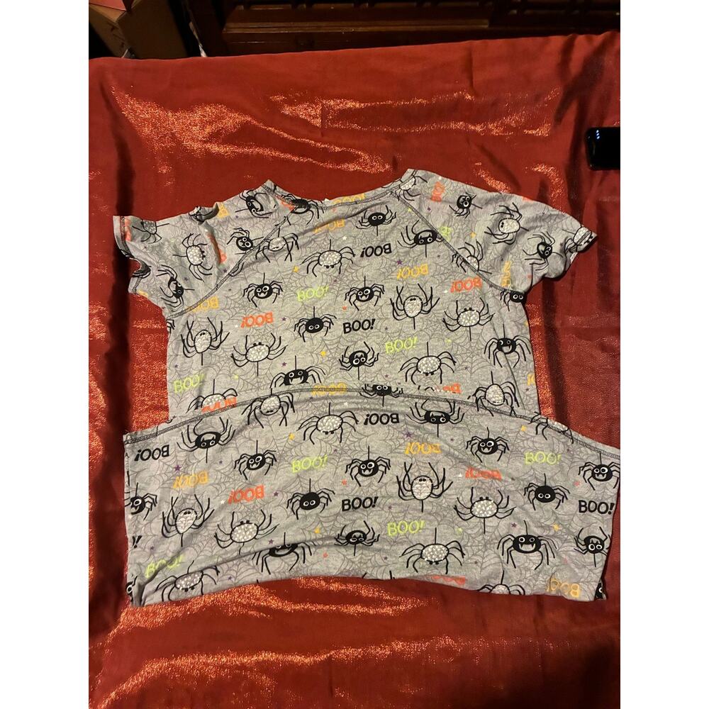 Celebrate Halloween Sleep Top Womens L/XL Spider Boo Graphic Short Sleeve Gray - Picture 3 of 3